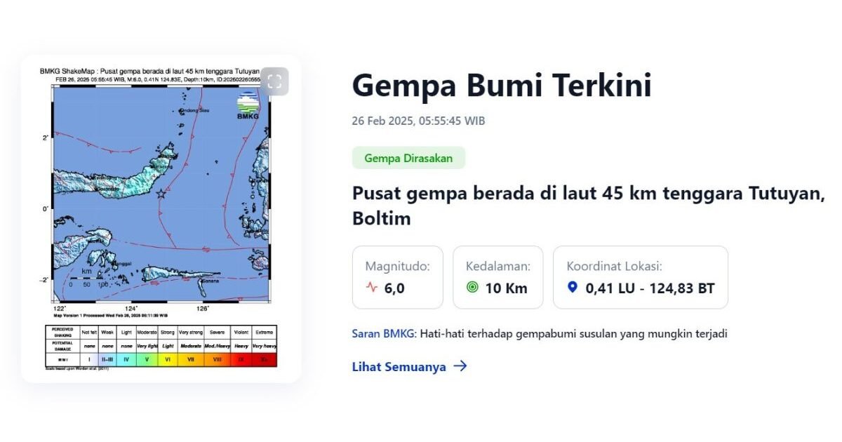 Gempa Guncang Boltim