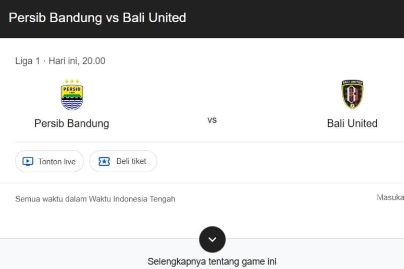 Live Streaming Persib vs Bali United
