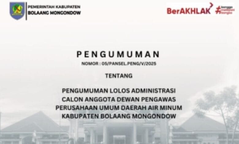 peserta lolos seleksi Dewas Perumda Bolmong