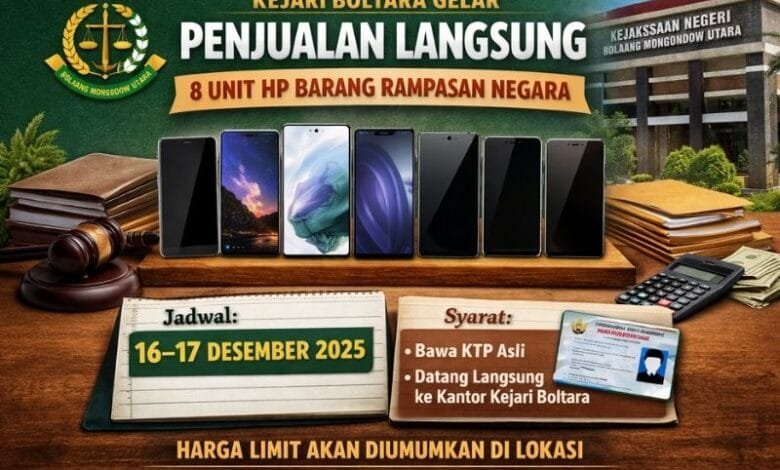 penjualan langsung barang rampasan Kejari Boltara
