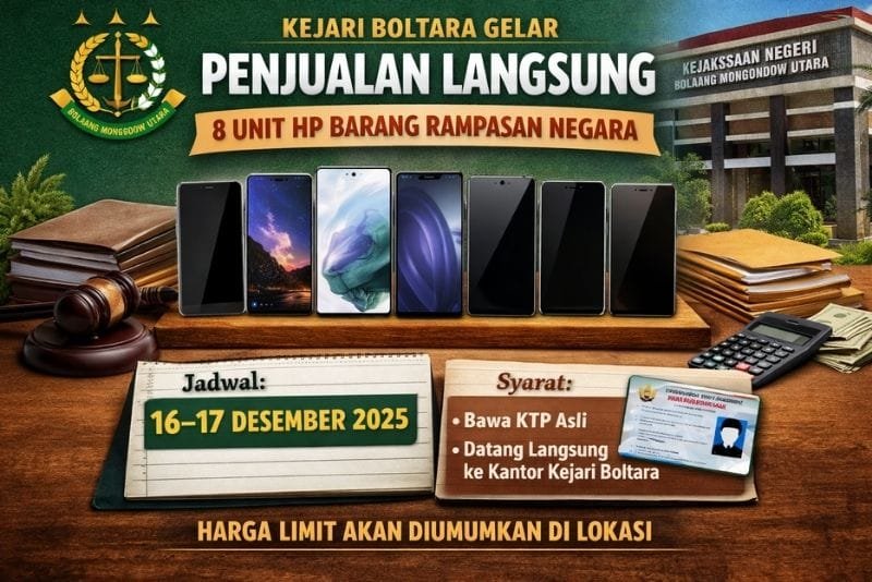 penjualan langsung barang rampasan Kejari Boltara